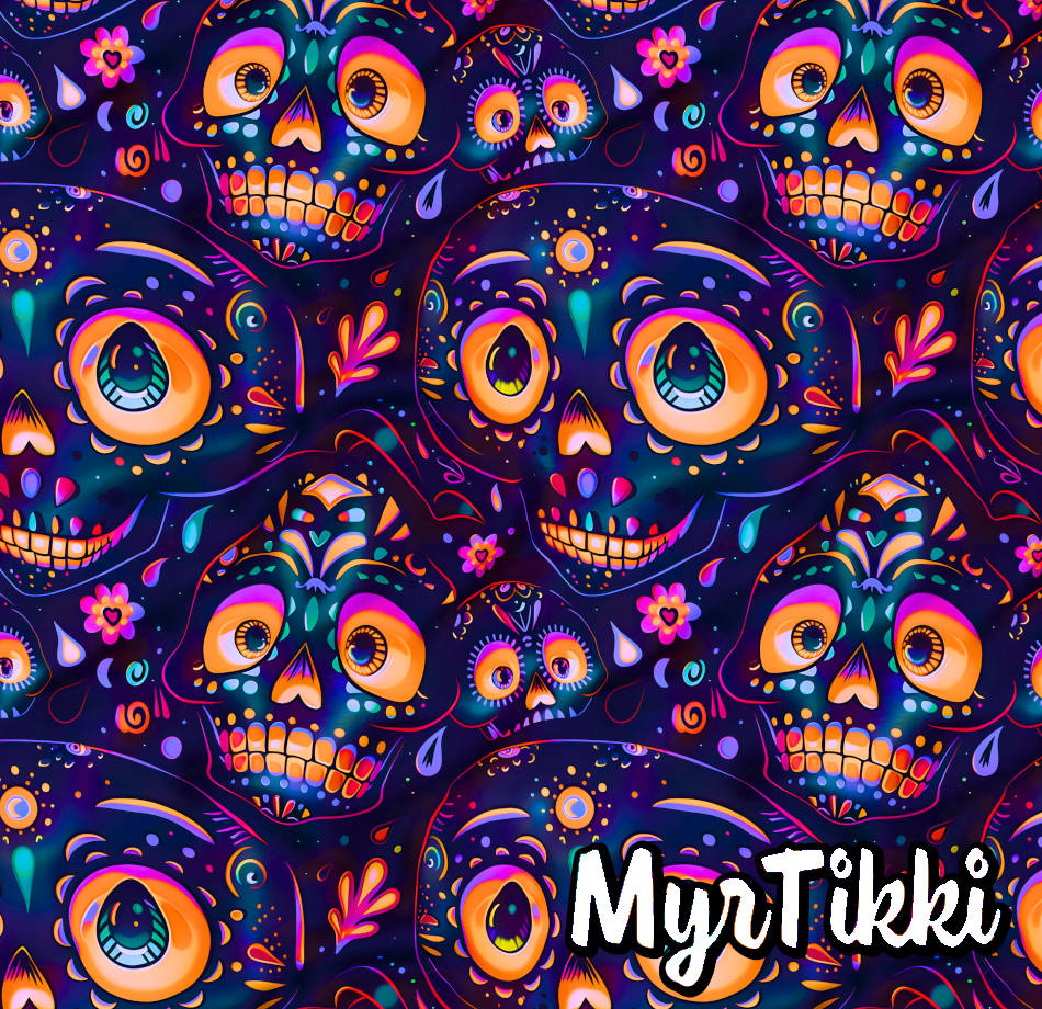 SUGAR SKULLS, sininen trikoo