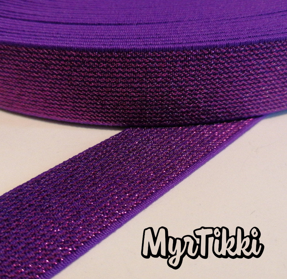 GLITTER kuminauha 2,5 cm - ERI VÄREJÄ