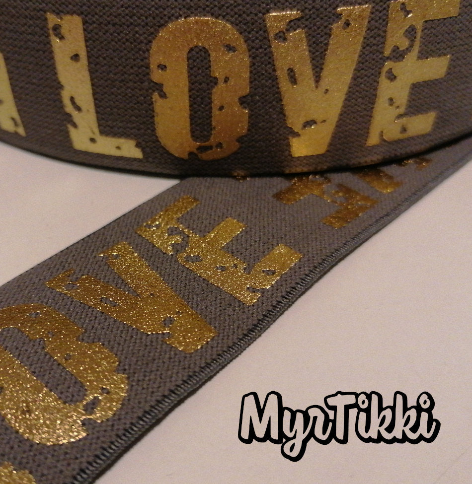 LOVE GOLD bokserikuminauha 4cm - ERI VÄREJÄ