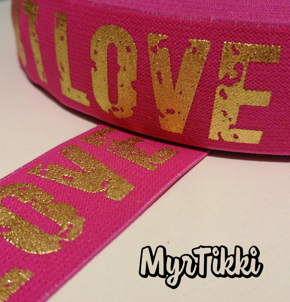 LOVE GOLD bokserikuminauha 4cm - ERI VÄREJÄ