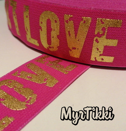 LOVE GOLD bokserikuminauha 4cm - ERI VÄREJÄ