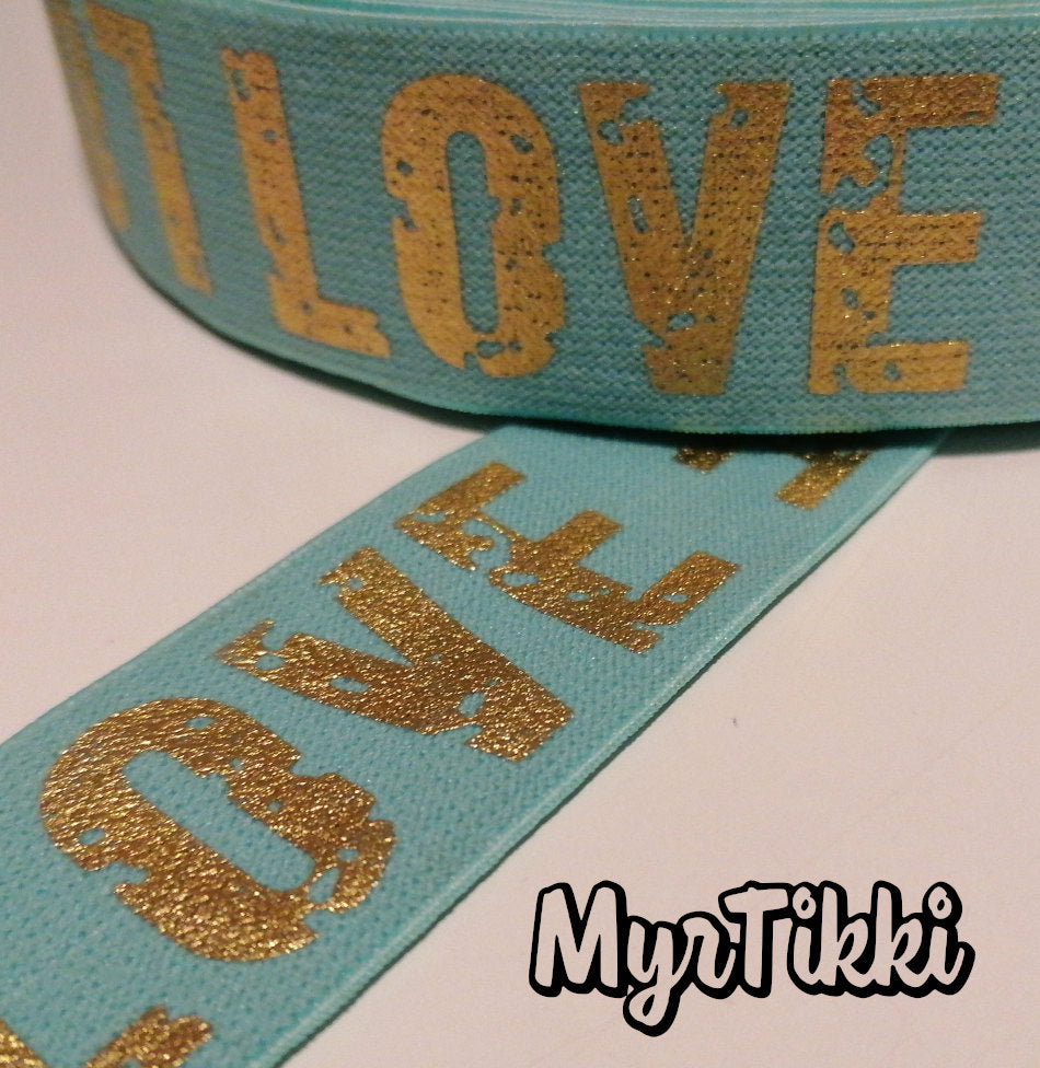 LOVE GOLD bokserikuminauha 4cm - ERI VÄREJÄ