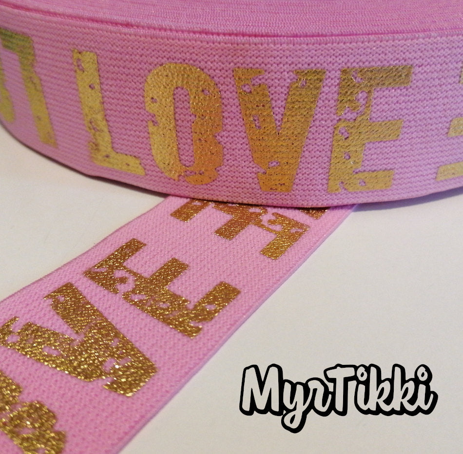 LOVE GOLD bokserikuminauha 4cm - ERI VÄREJÄ
