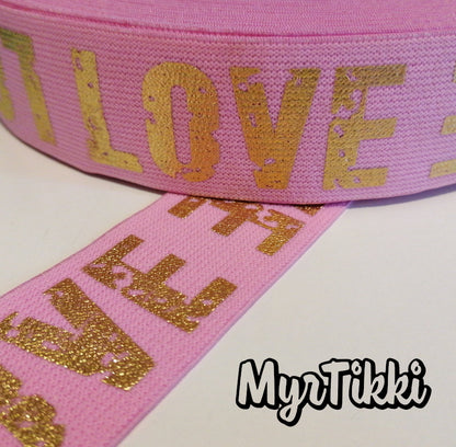LOVE GOLD bokserikuminauha 4cm - ERI VÄREJÄ