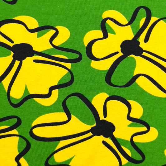 RETRO BLOOM, vihreä trikoo *PALA 120cm*